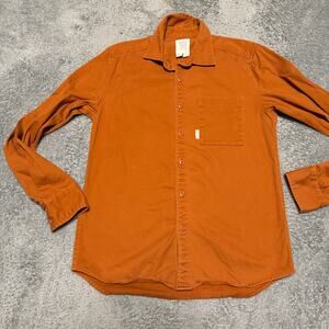 Topo Designs Shirt Mens Small Button Up Canvas Orange Workwear